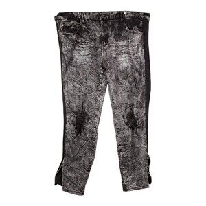 Damati Jeans Mens 42 Black Gray Acid Wash Slim Fit Side Zip‎ Denim Pants